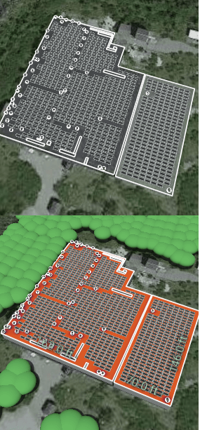 Palom Aquaculture Solar Panel Roof Layout, 1/2 megawatt system