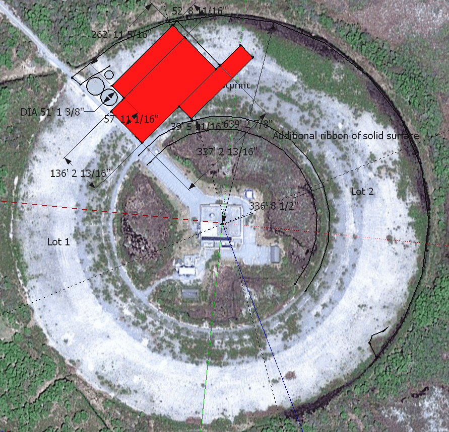 Palom Aquaculture, Land Based Salmon Farming, Footprint of grow-out facility in red on lot 3.