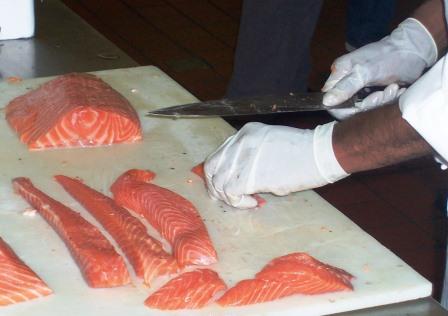 Palom Aquaculture - Preparing Sashimi from sustainable salmon